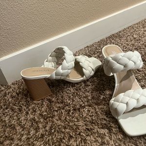 Never worn soda braided white heels Women 8